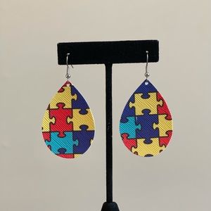 Autism Awareness Teardrop Earrings- 2”